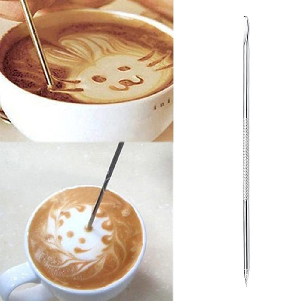 3Pcs Coffee Art Pen 5.3Inch Stainless Steel Coffee Fancy Stitch Needles For Cafe Home Kitchen Coffee Latte Decorating