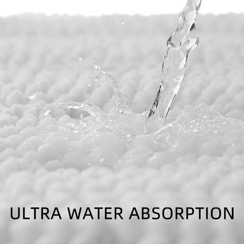Tengtenglink Bath Mats For Bathroom,Thick Soft Chenille Floor Mats,Non Slip Shower Mats Ultra Water Absorbent Doormat (Pure Whit