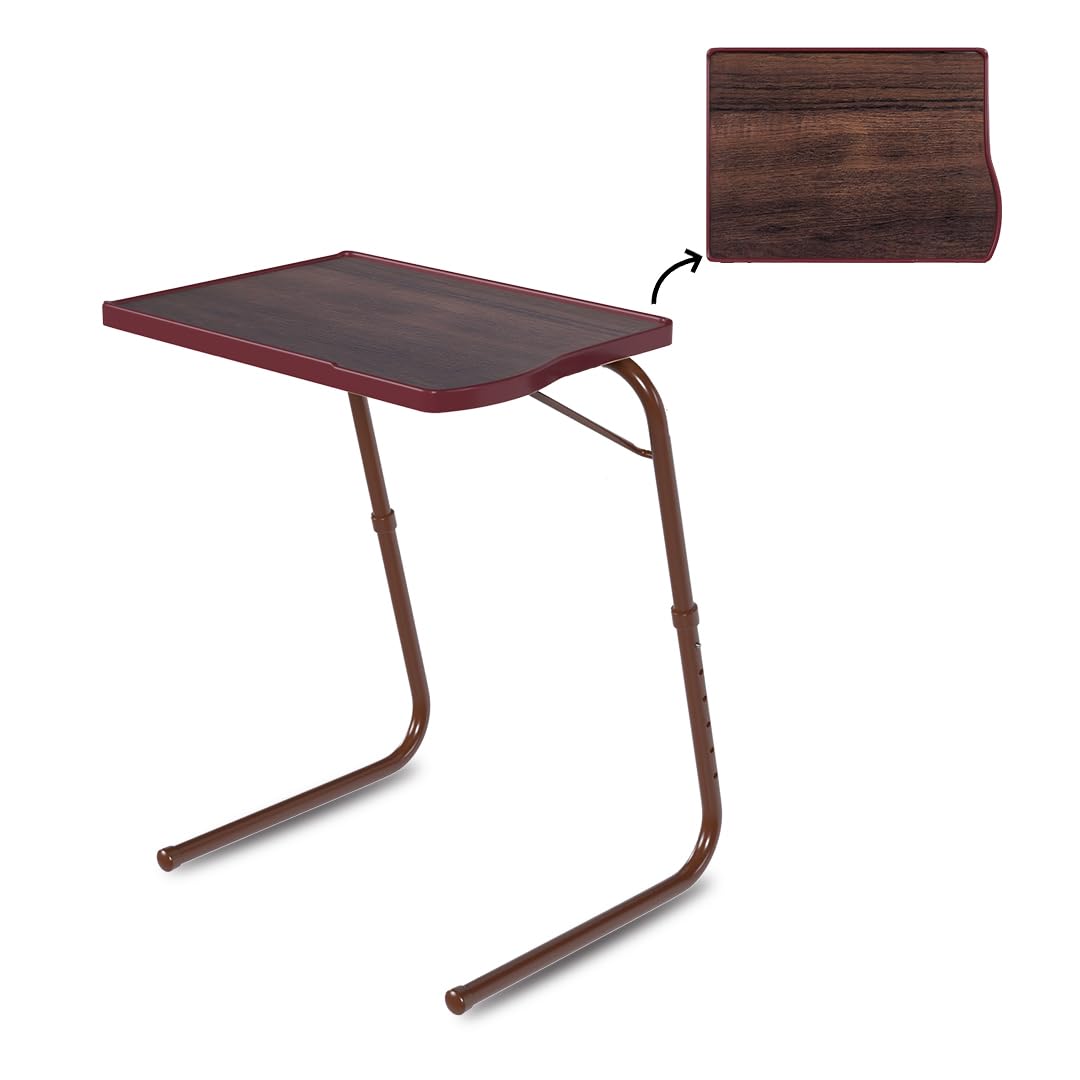 Table Magic Multipurpose Laptop Table Mat Finish Top Pp Steel Metal 52.5 * 40 * 73Cm 6 Heights 3 Angles Adjustable Foldable (Ald