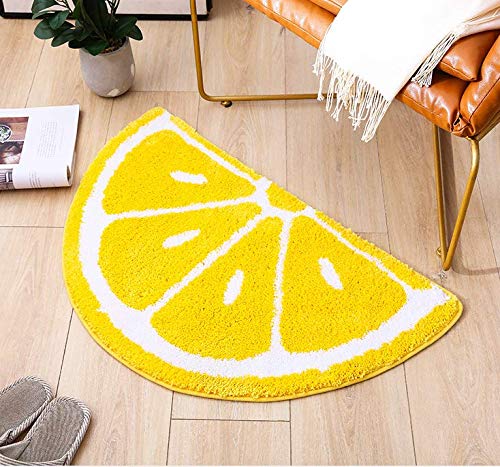 Rainbow/Lemon Rug Carpet Water Absorption Non-Slip Bedroom Bathroom Door Mat (Lemon S)
