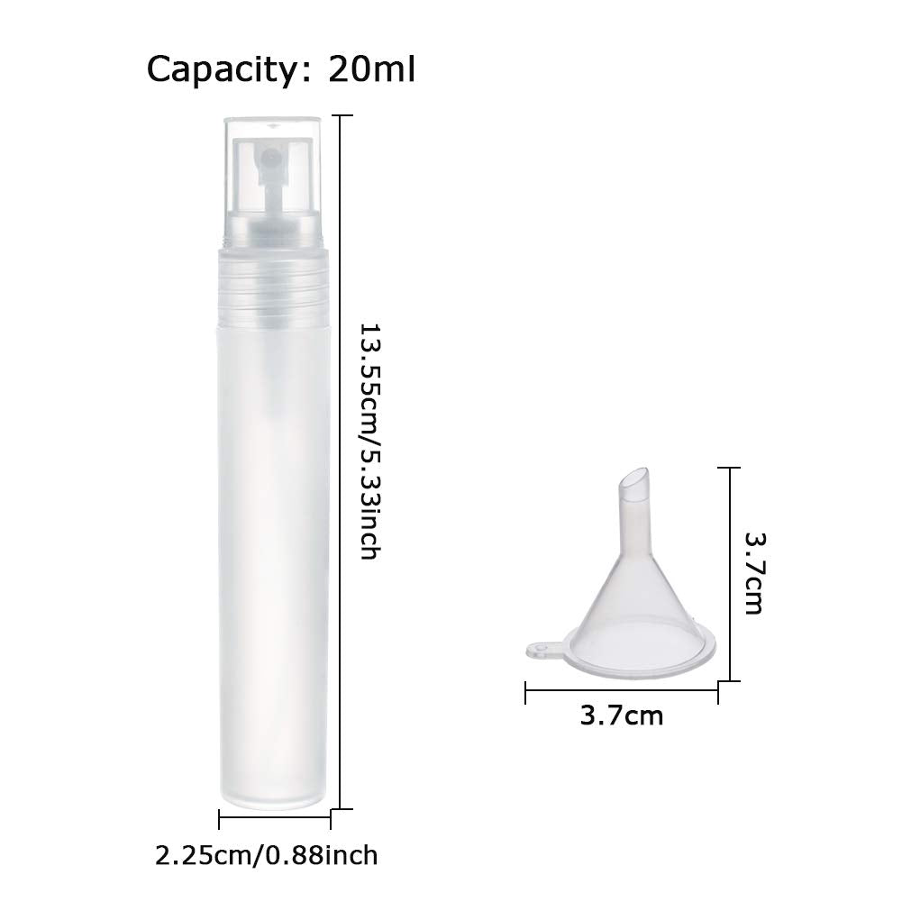 Benecreat 12Pcs 20Ml Mini Plastic Spritzer Bottle Frosted Fine Mist Spray Tubes, 2Pcs Transfer Pumps, 4Pcs Funnels And 4Pcs Pipe