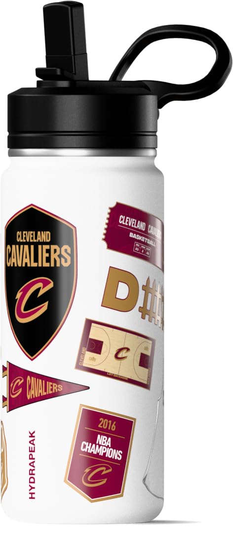 Hydrapeak x NBA Officially Licensed Cleveland Cavaliers 20 oz Active Water Bottle with Chug Lid and Handle Reusable Stainless St