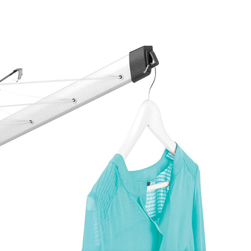 Brabantia Lift-O-Matic Advance Outdoor 4 Arm clothesline (164 ftA 197) Height Adjustable  Folding clothes Drying Rack + ground Spike  cover + Bag of clothespins (gray)