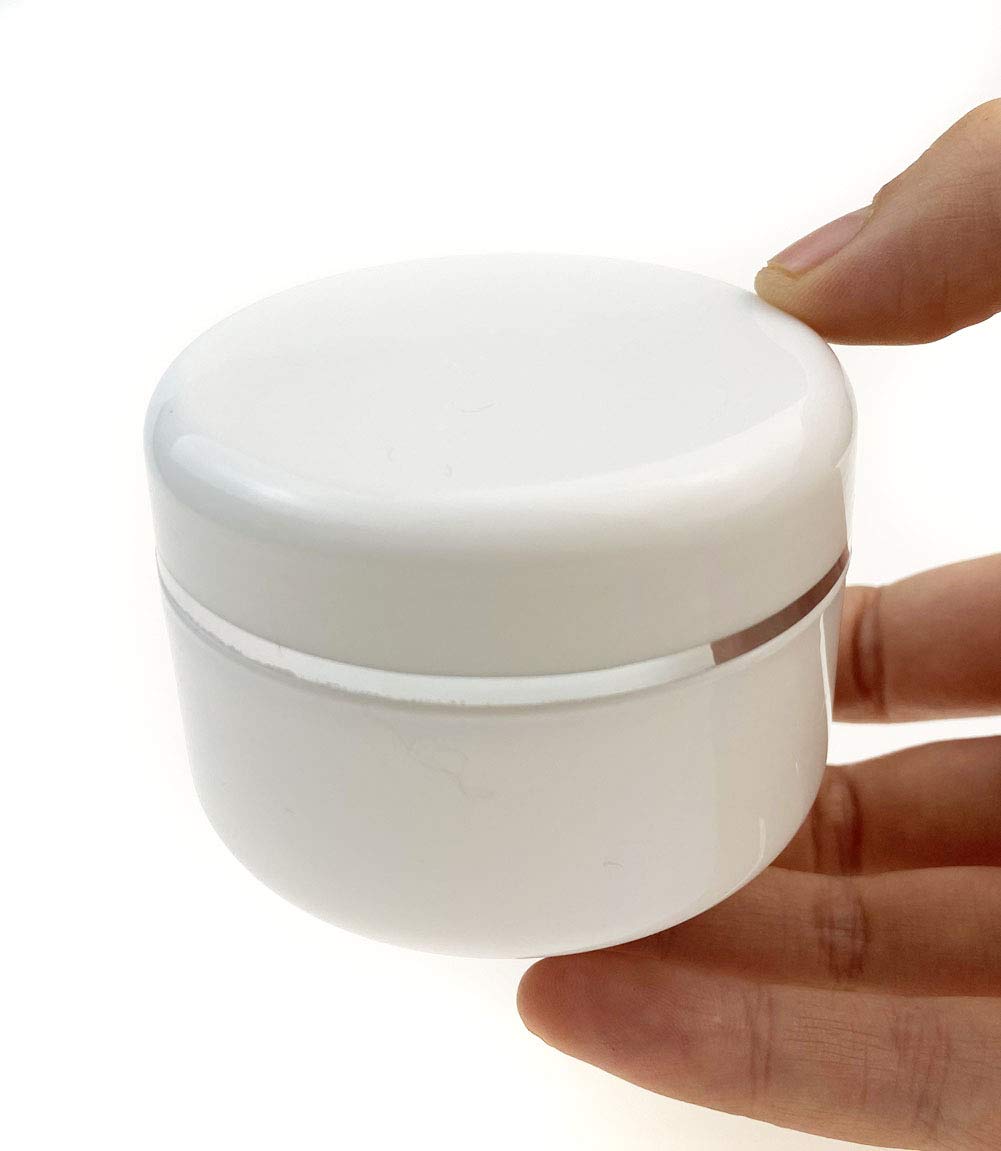 6 Pack 100Ml 3.3Oz White Plastic Jars Containers With Liners And Dome Lids Wide-Mouth Leak Proof Make-Up Cosmetic Jars Body Butt