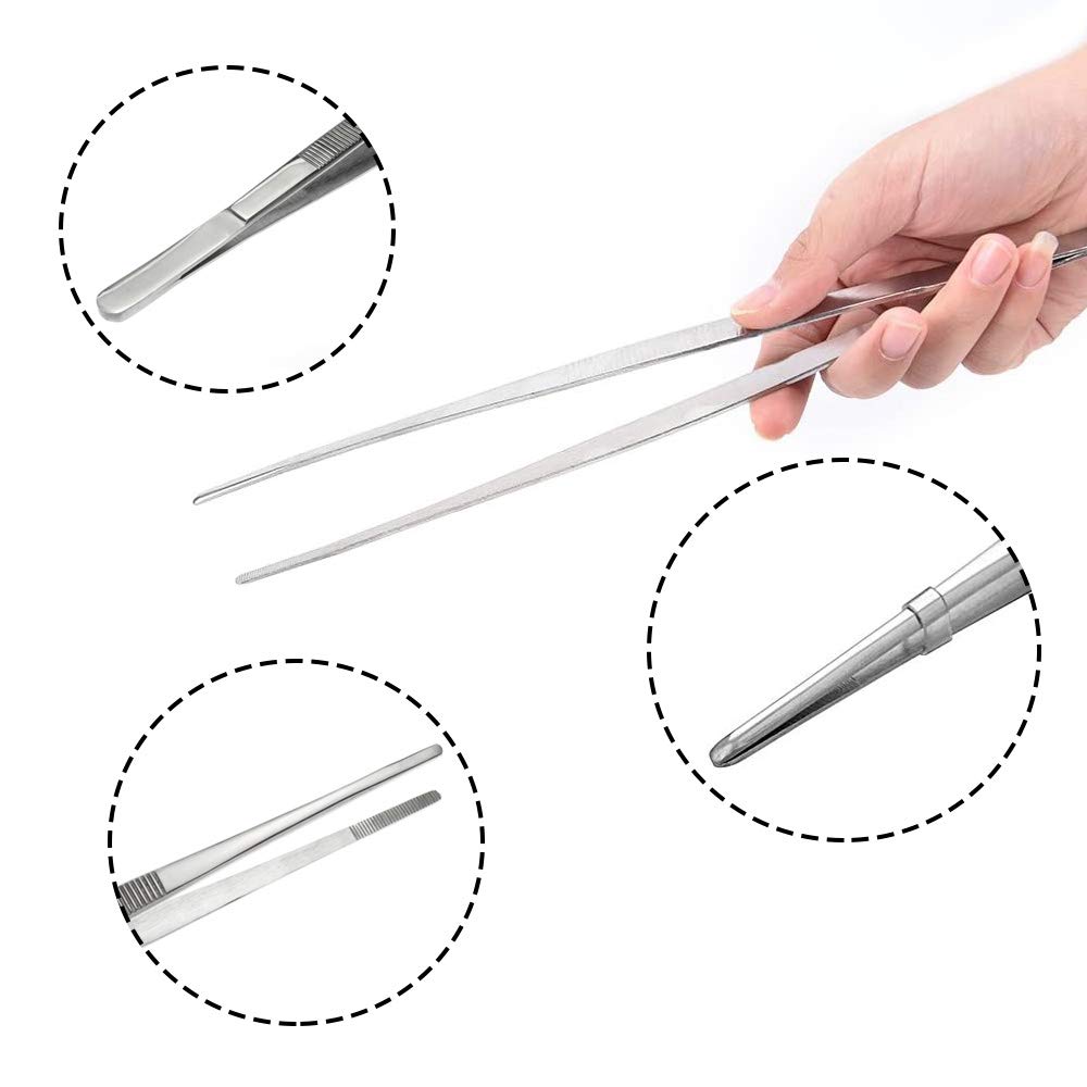 2 Pcs 12-Inch Tweezer Tongs,Kitchen Tweezer Tongs,Extra-Long Stainless Steel Tweezers Tongs,Long Food Tongs With Precision Serra