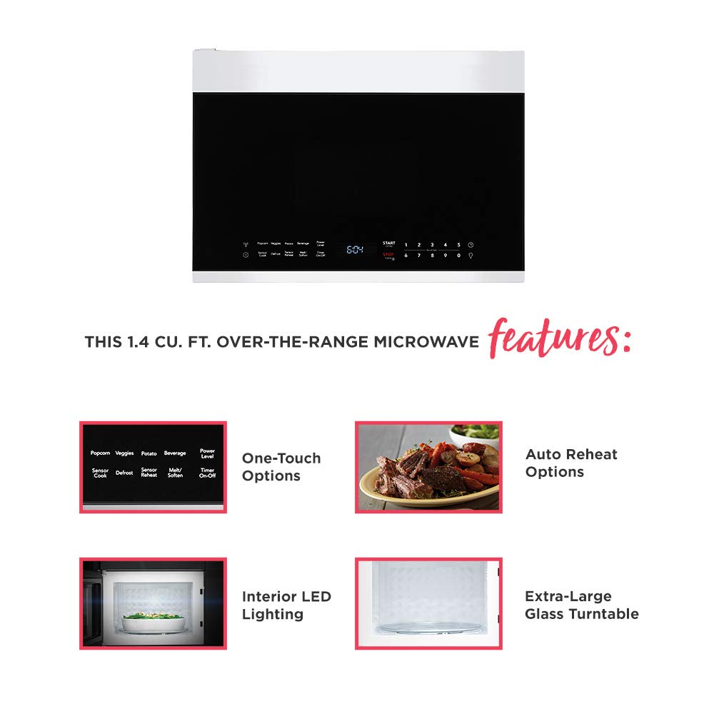 Frigidaire 1.4 Cu. Ft. Compact Over-The-Range Microwave In White With Automatic Sensor Cooking