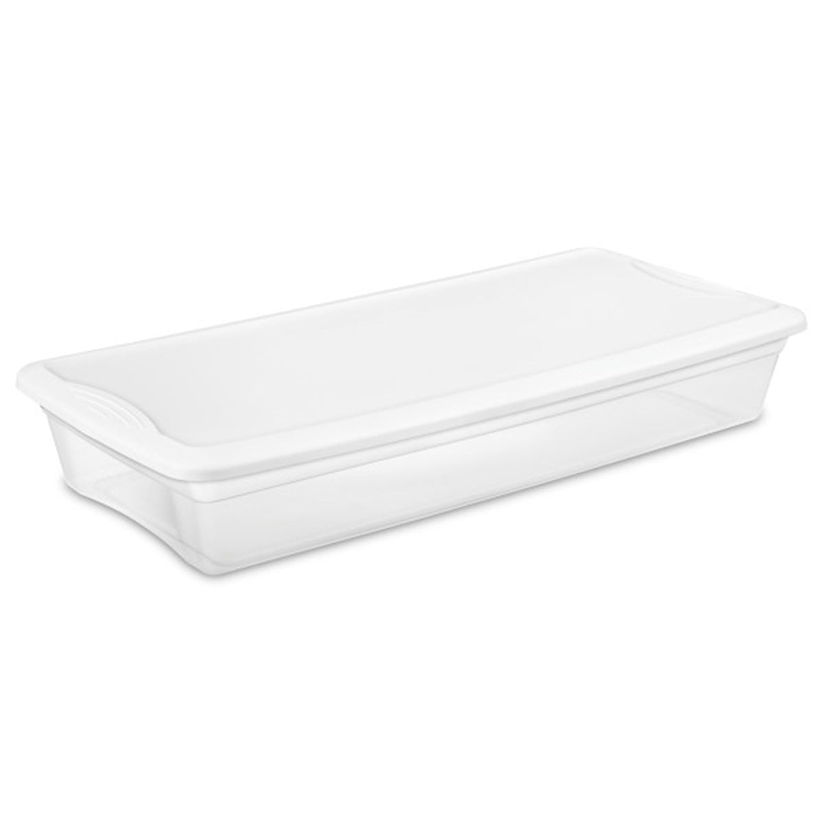 Sterilite 41 Qt Lightweight Underbed Storage Box, Stackable Bin with White Lid, Plastic Container to Organize Bedroom, Clear (12