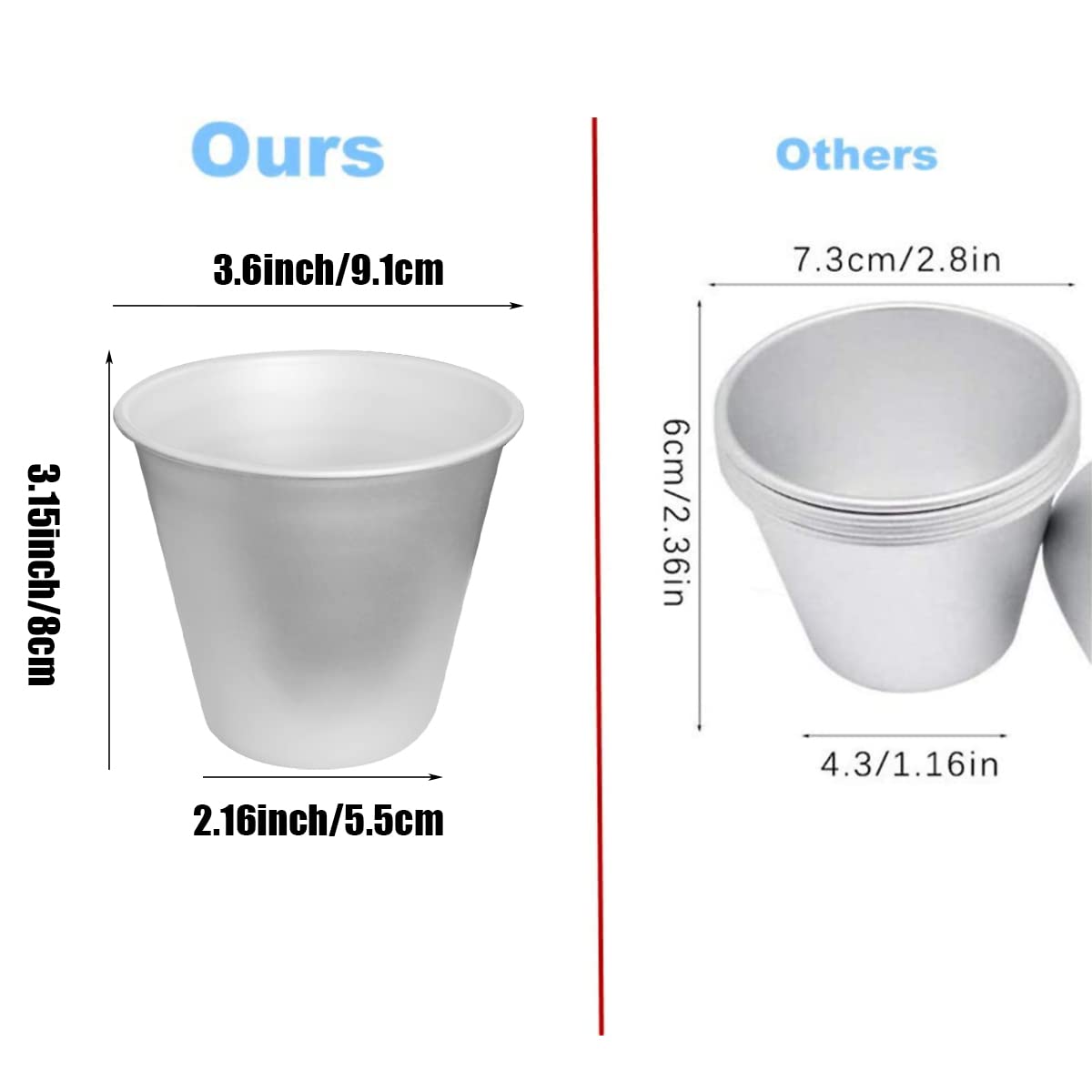 6 Pcs Nonstick Individual Tumblers Popovers Chocolate Molten Pudding Cups Raspberry Mold,3.15 Inch Height