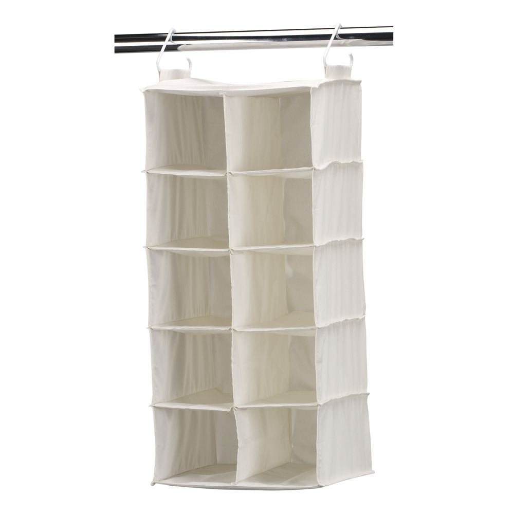 Household Essentials 311344 10 Pocket Hanging Shoe Storage Organizer For Closets | Natural Canvas