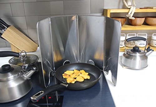 Splatter Guard For Cooking - Grease Splatter Screen - 4 Sided Splatter Guard Compact Type - Stainless Steel - Unfold 33.26 In X