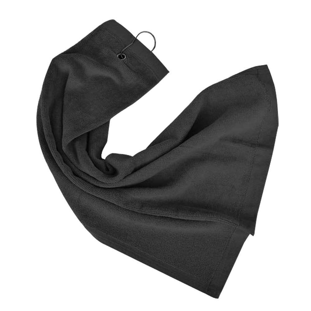 Yuyeran 2 Pack Golf Fold Towel With Metal Carabiner Clip Sports Hiking Black 12Inch X 16Inch