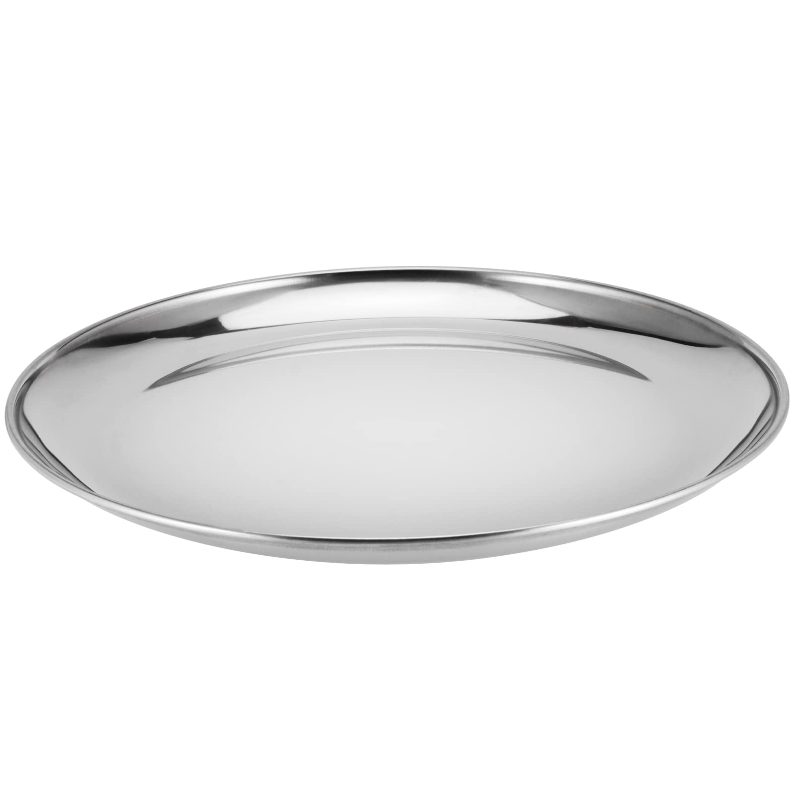 Joikit 4 Pack 12 Inch Stainless Steel Plate, Round Metal Dinner Plates, Kitchenware Dinner Dishes Serving Tray Large Camping Pla