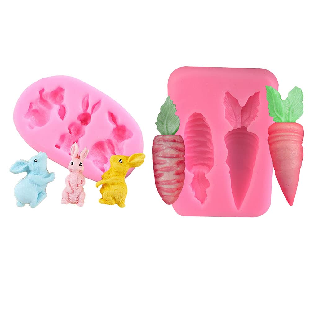 Cestony 3D Cute Mini Rabbit Bunny Animal And Vegetable Carrot Silicone Molds For Diy Cake Fondant Biscuit Cookies Soap Sugar Pud