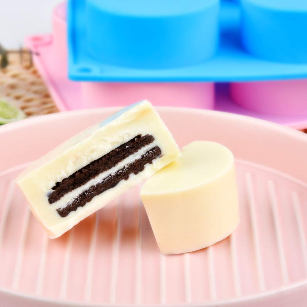 Cake Puck Mold Set, Silicone Cookie Molds Round Cylinder Chocolate Covered Mold (2, Multi)