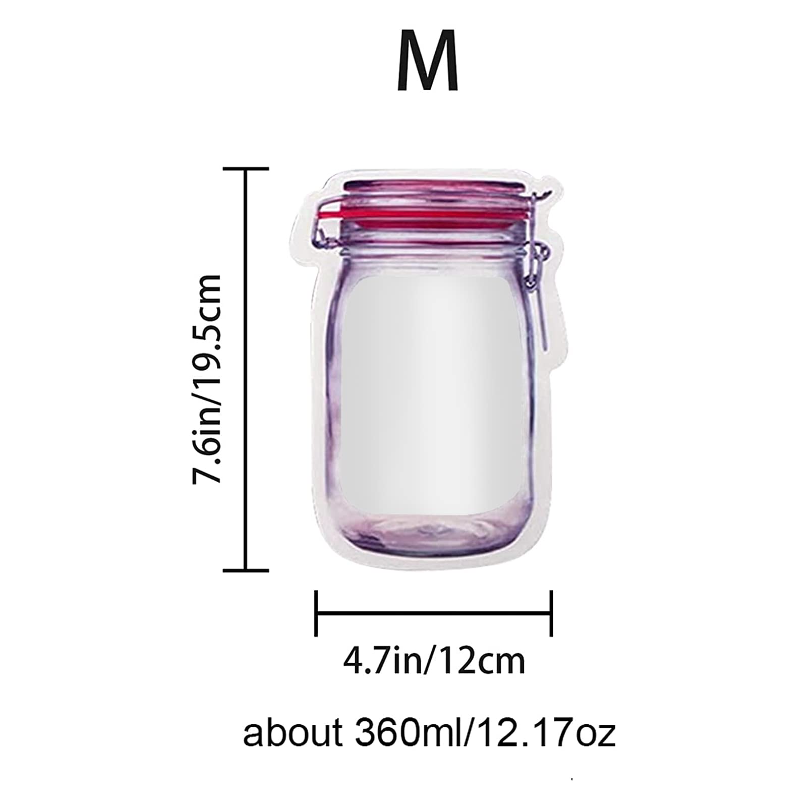 Enkrio 18Pcs Mason Jar Zipper Bags Resuable Snack Bags Portable Food Storage Snack Zipper Bags For Kitchen Travel Camping Picnic