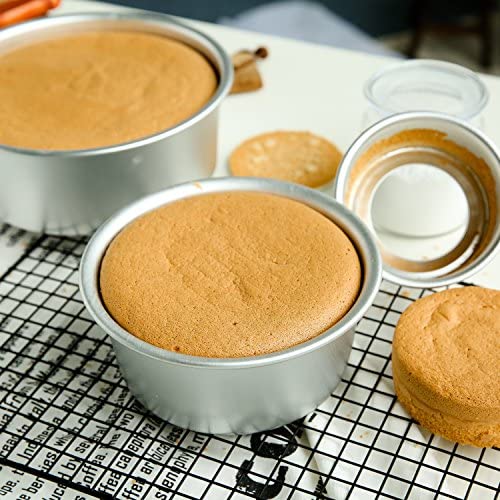 Flunyina 4-Inch Aluminium Round Cake Pan Chiffon Cake Mold Baking Mould With Removable Bottom, Set Of 8