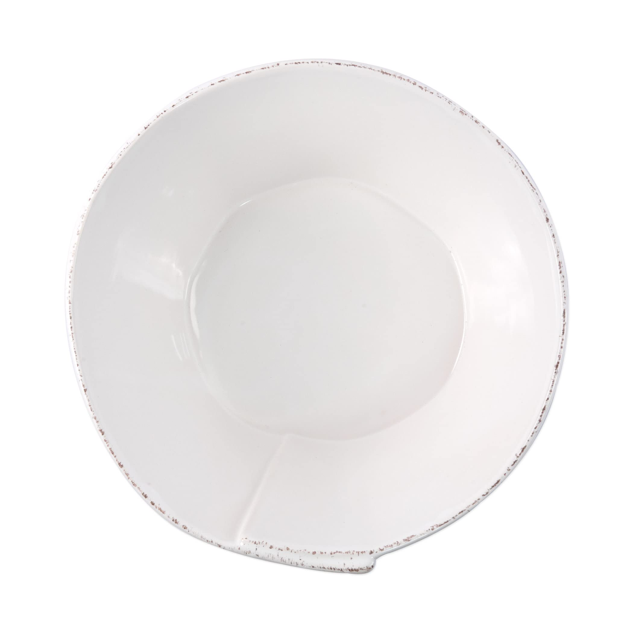 Vietri Lastra Holiday White & Green Large Stacking Serving Bowl, 10.5'' D Italian Artisan Stoneware Dinner Serveware Dish