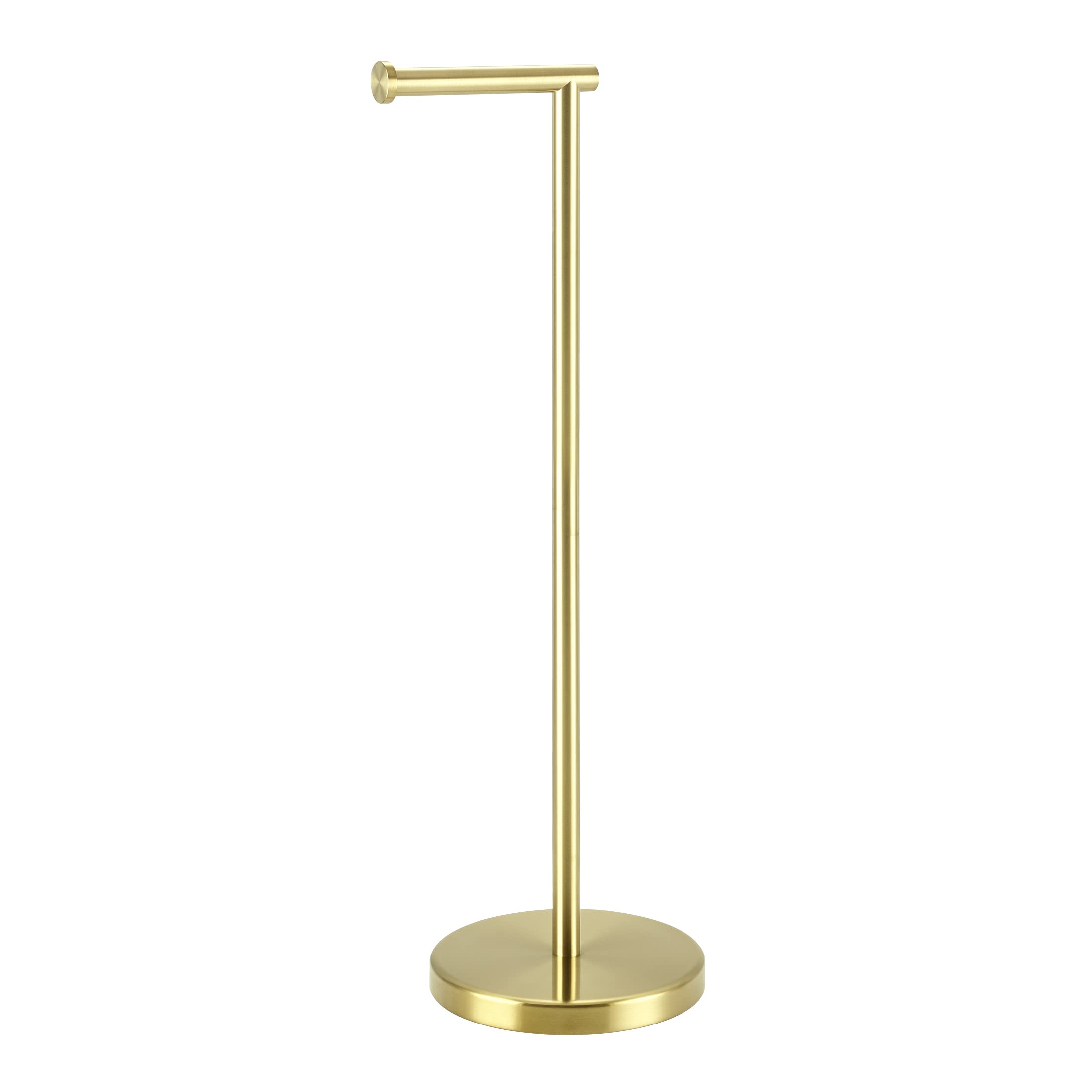 Kes Gold Toilet Paper Holder Stand 26'' H (Taller Version), Free Standing Toilet Paper Roll Holder With Weighted Base For Bathro