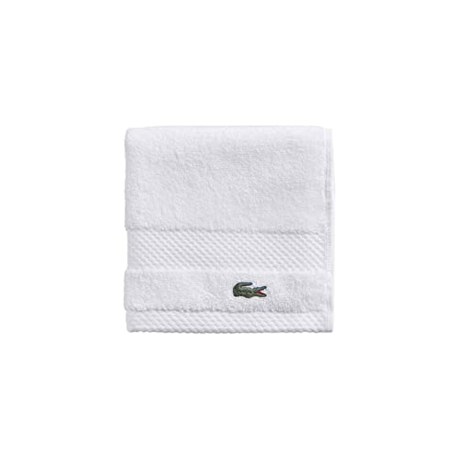 Lacoste Heritage Supima Cotton Wash Cloth, White, 13'' X 13''