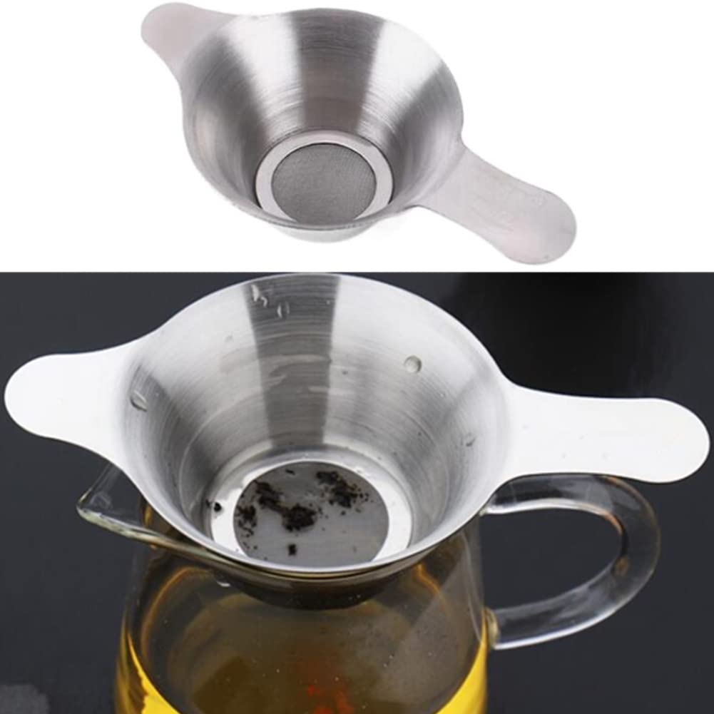 2 Pack Stainless Steel Tea Strainer Tea Funnel, Mini Fine Mesh Infuser For Straining Teas Flour Spices Sugar Herbs (2 Different