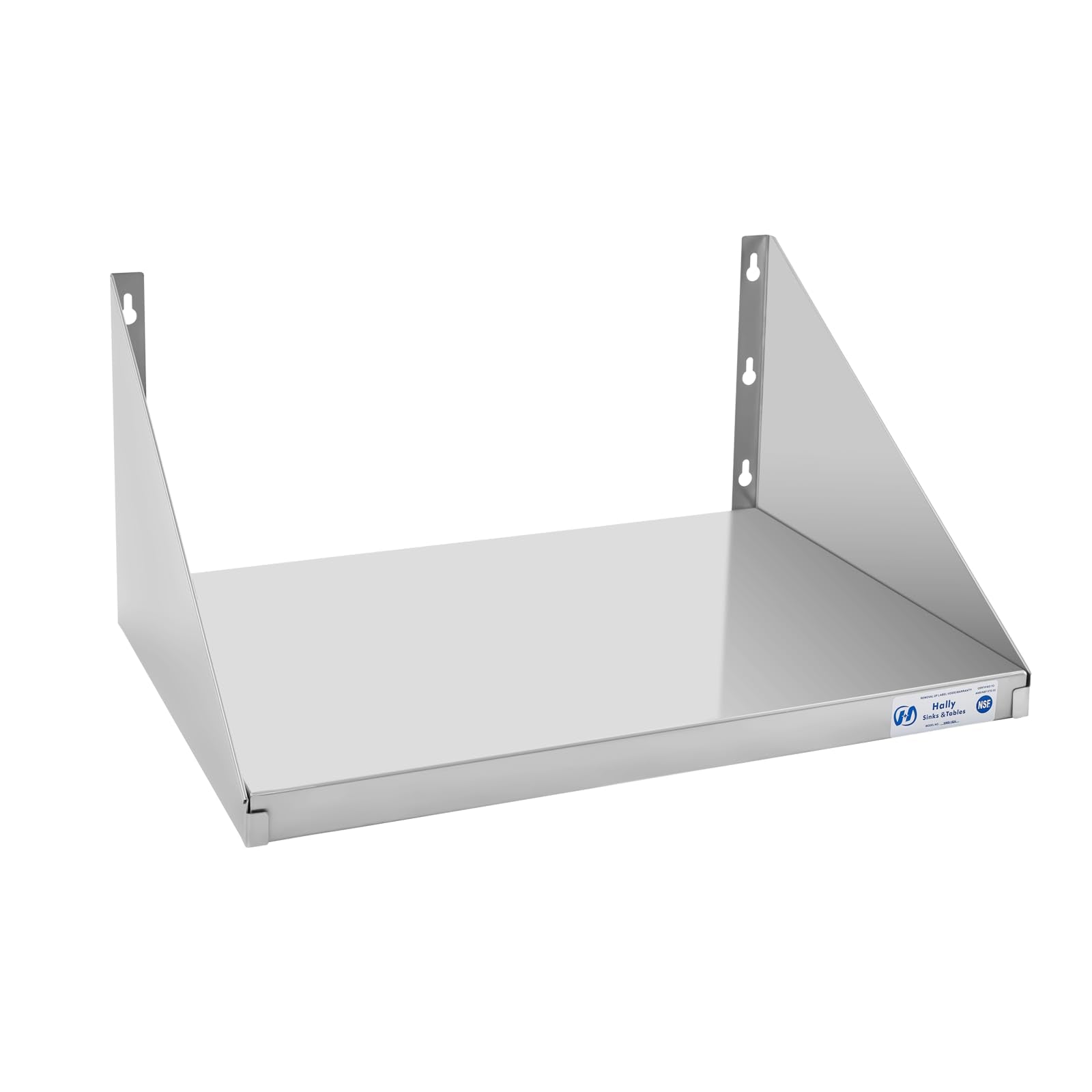 Hally Stainless Steel Microwave Shelf 18x24 NSF Wall Mount Metal Shelves