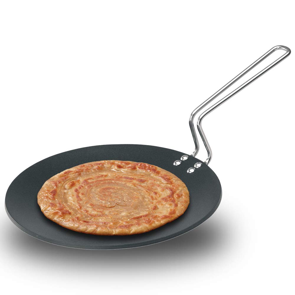 Futura Non-Stick Concave Tava Griddle, 10-Inch 4.06Mm With Steel Handle