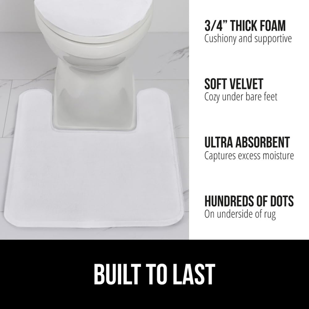Gorilla Grip Thick Memory Foam Bathroom Rug For Toilet Base, Soft Absorbent Velvet Topside Floor Mats, Square Shape Contour Mat,