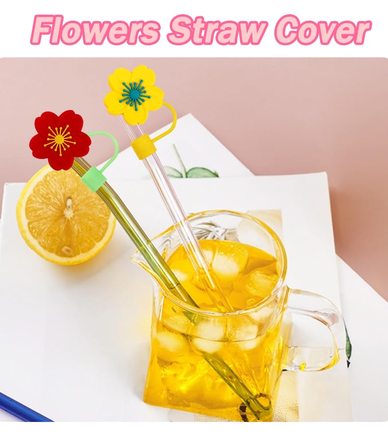 9Pcs Flower Straw Topper For Tumbler 10Mm Cute Silicone Straw Covers Compatible With Stanley 30&40 Oz Cup Reusable Drinking Stra