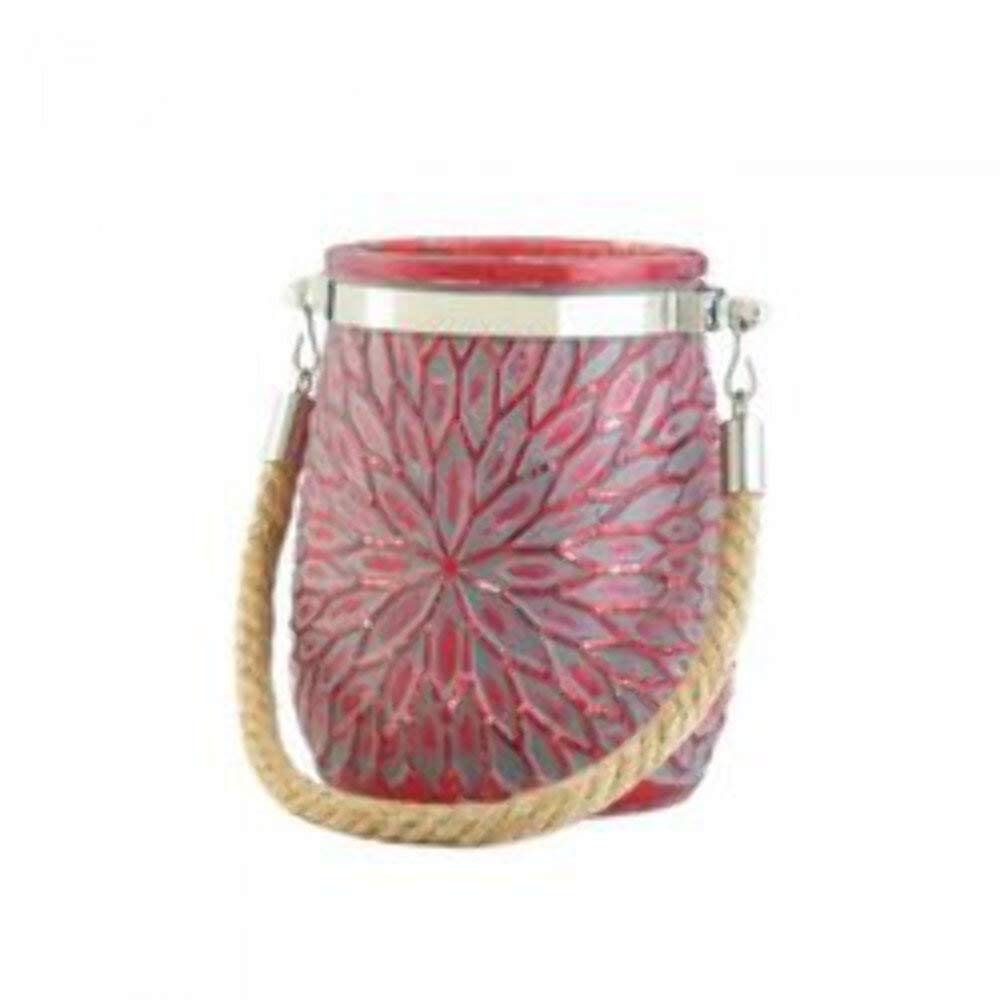 Zings & Thingz 57072856 RED Metallic Glass JAR Candleholder