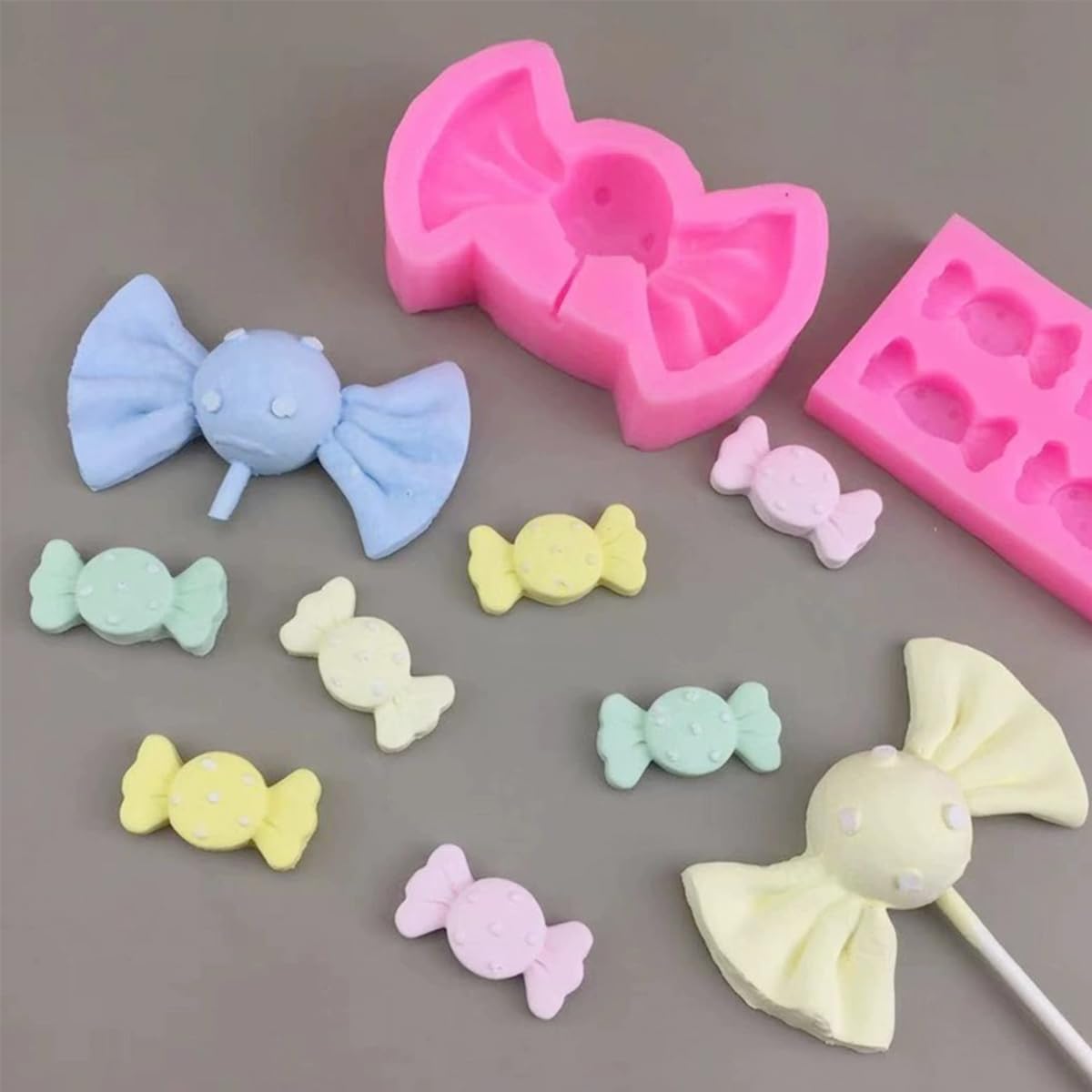 Kuuguu 3 Pcs Lollipop Fondant Molds,Candy Shape Cake Decorating Molds For Baking Cupcake Toppers,Forpudding,Pan Muffin,Impressio