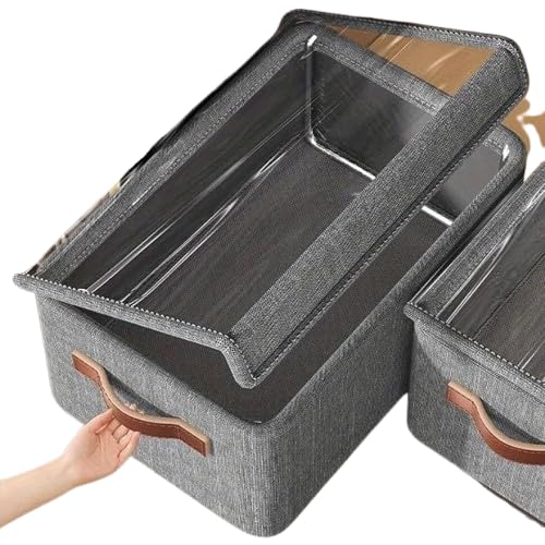 Swadhin 26L Folding Storage Box With Cover Lid Drawer Foldable Box NonWoven Clothes Organizer Durable Handle Stuff Storage Box 