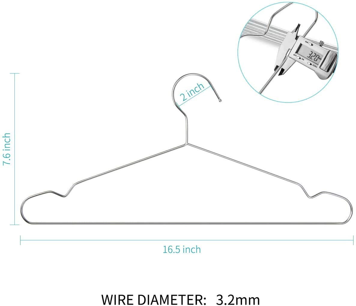 Wire Hangers 50 Pack Coat Hangers Strong Heavy Duty Metal Hangers 16.5 Inch Ultra Thin Space Saving Clothes Hangers By Timmy