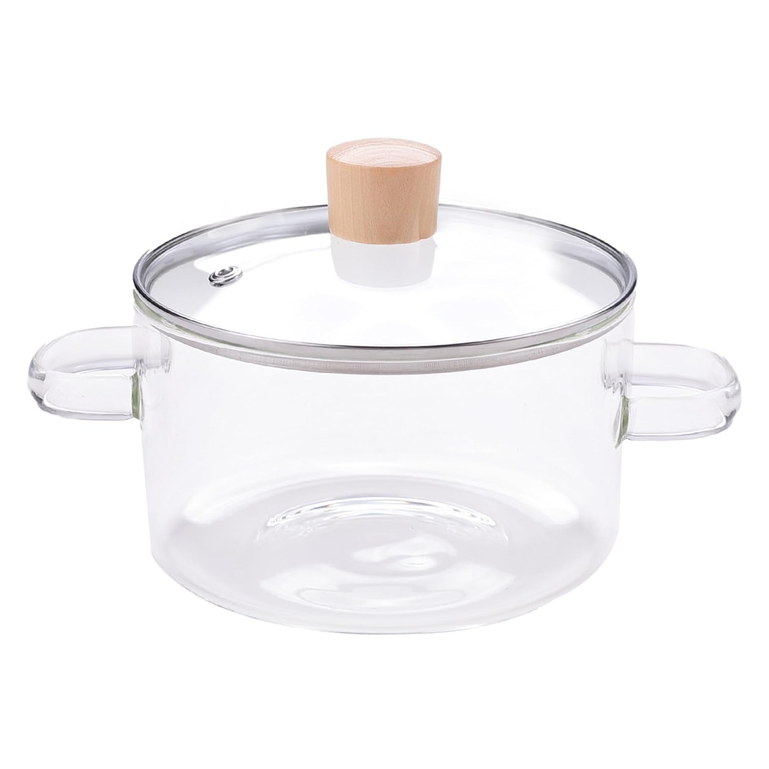 Glossyplus 1.5L Glass Simmer Pots For Cooking On Stove Glass Boiling Pot Small HeatResistant Clear Saucepan With Lid For Pasta 