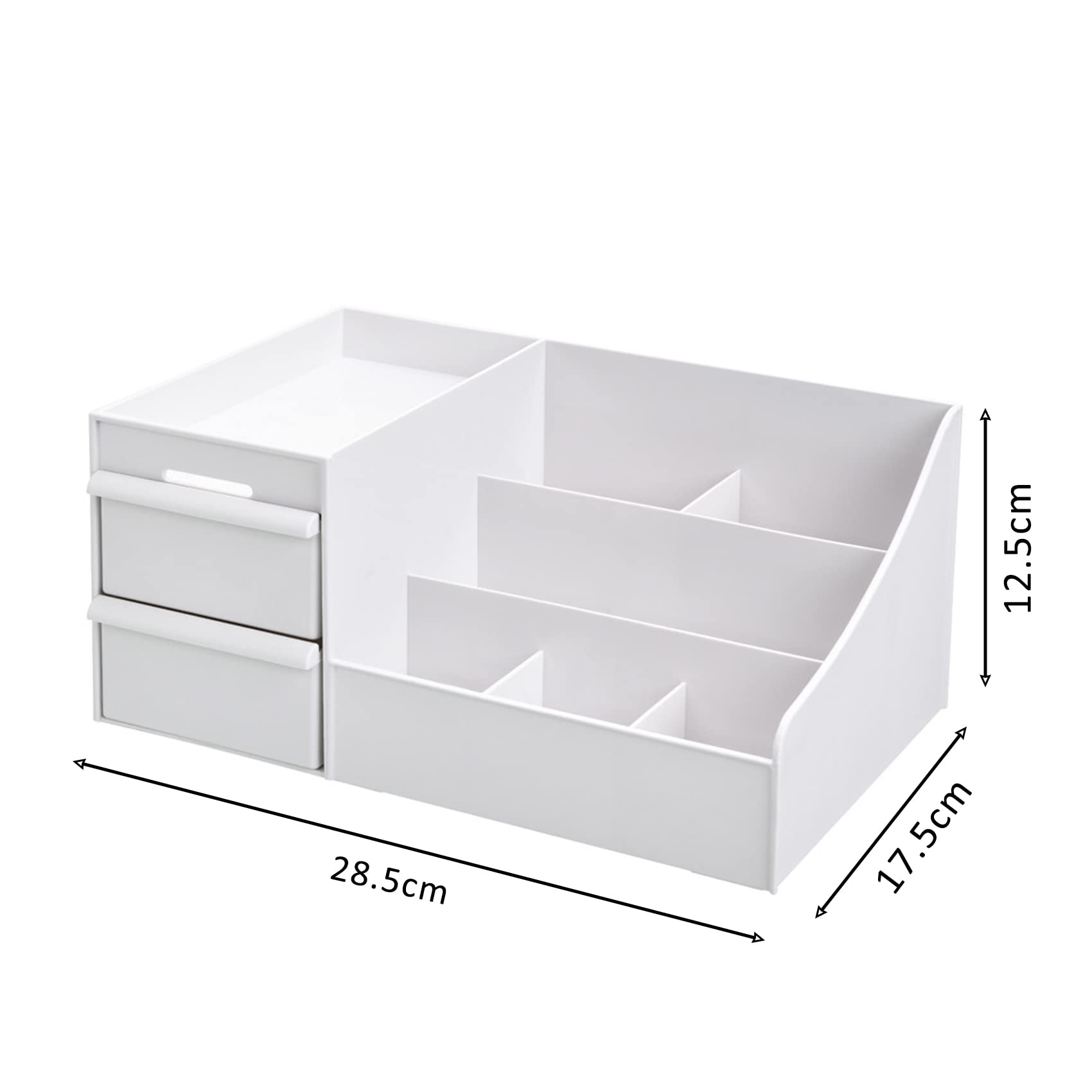 Aloxe Cosmetic Organizer Box Drawers Storage Plastic Stationary Box | Make Up Organiser For Women White