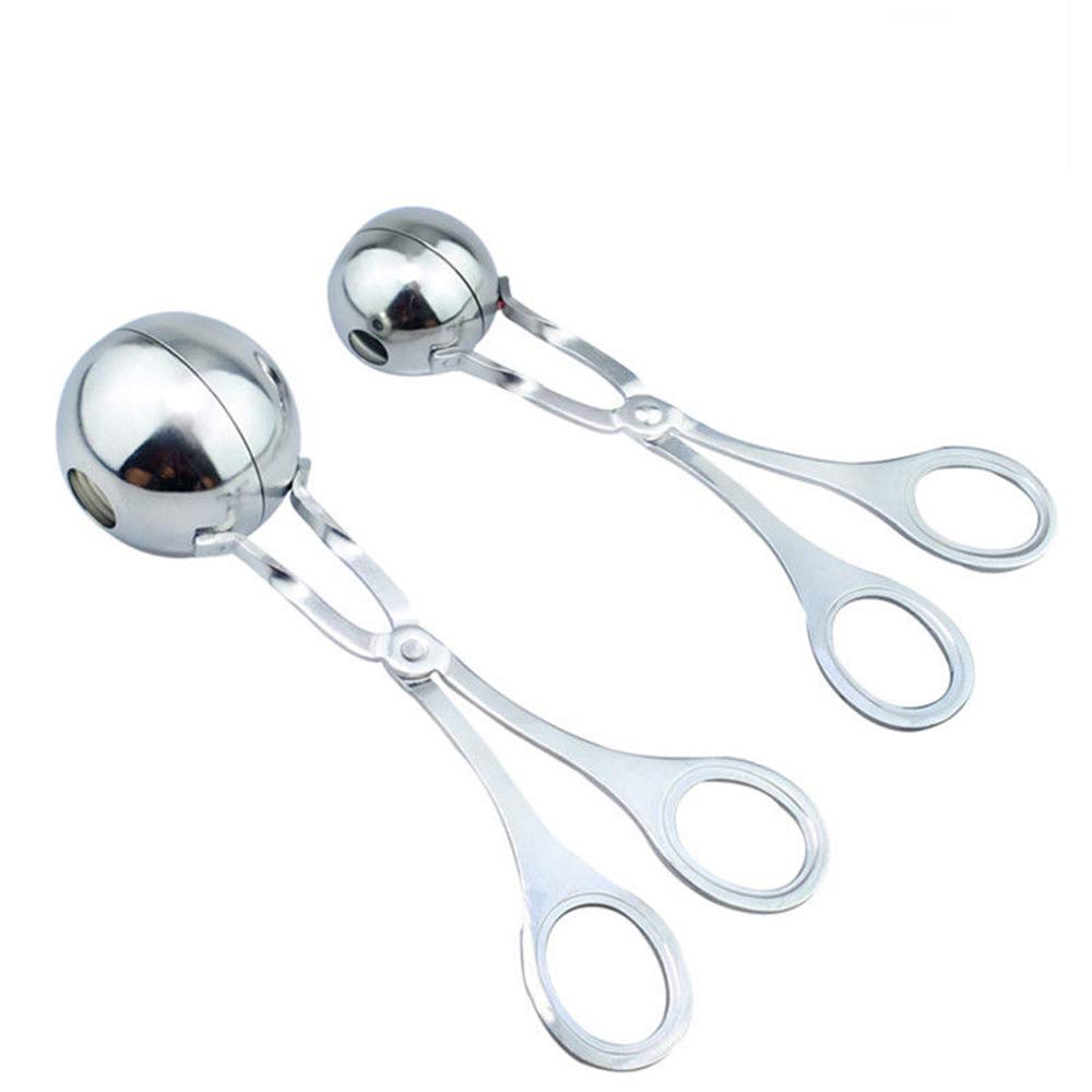 2 Pcs None-Stick Meat Ballers, Stainless Steel Meat Baller Tongs, Cake Pop Meatball Maker Ice Tongs, Cookie Dough Scoop For Kitc