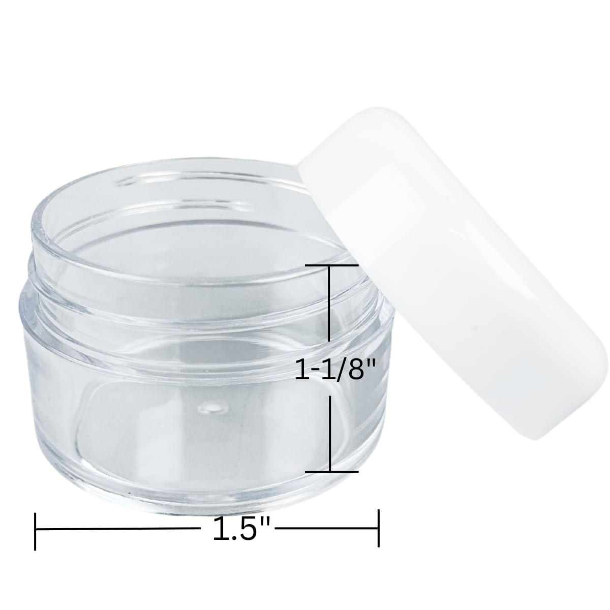 Bin Buddy 12 Pc Jars | White Screw-On Lids | 25 Ml Polystyrene | Clear Bottoms | Ideal For Jewelry, Crafts, Sorting