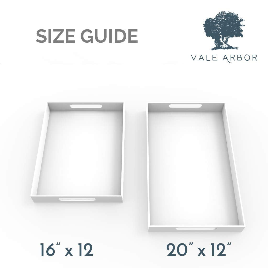 Vale Arbor White Acrylic Serving Tray For Vanity, Bathroom, Outdoor, Food And D  Cor With Handles (Rectangle, Small)
