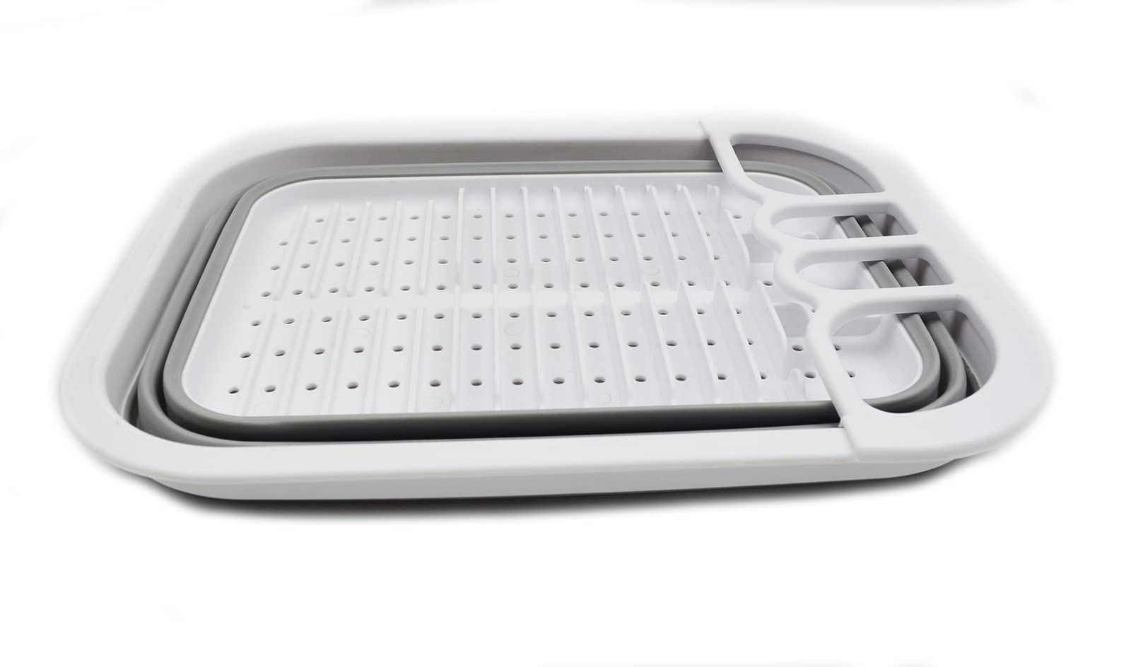 Sammart Collapsible Plastic Dish Drainer - Foldable Drying Rack Set - Portable Dinnerware Organizer - Space Saving Dishes And Ut