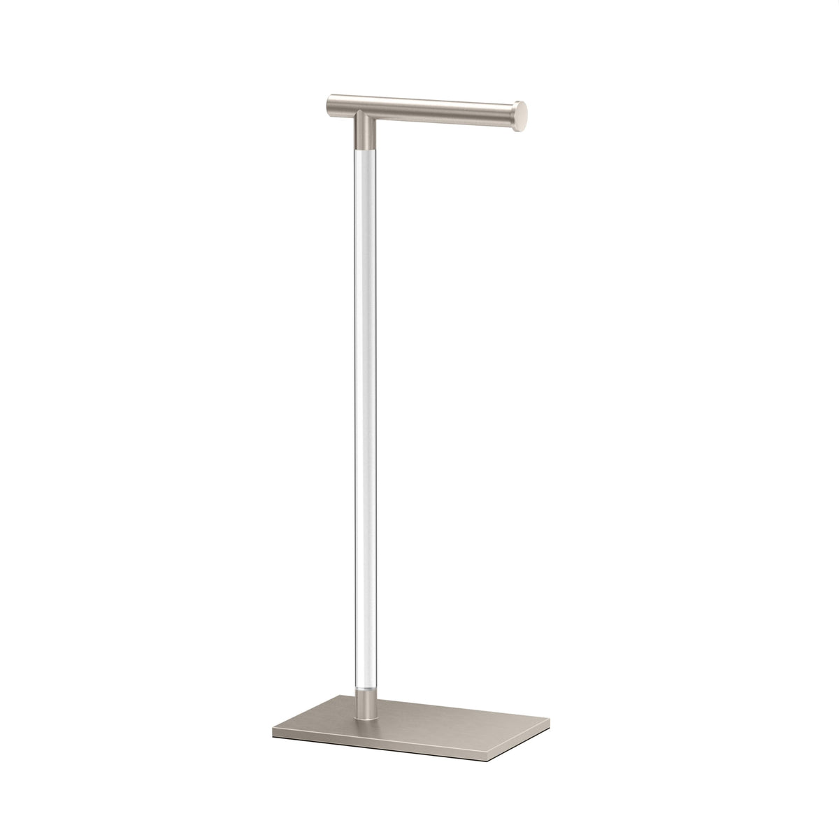 Gatco 1331Sn Modern Rectangle Base Freestanding Toilet Paper Holder 22.25 Satin Nickel/Acrylic With Weighted Base