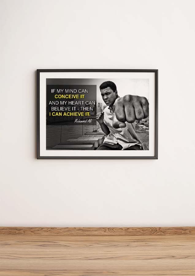 Muhammad Ali Poster Quote Boxing Black History Month Posters Sports Quotes Decorations Growth Mindset D?cor Learning Classroom Teachers Decoration Educational Teaching Supplies Black Wall Art P045