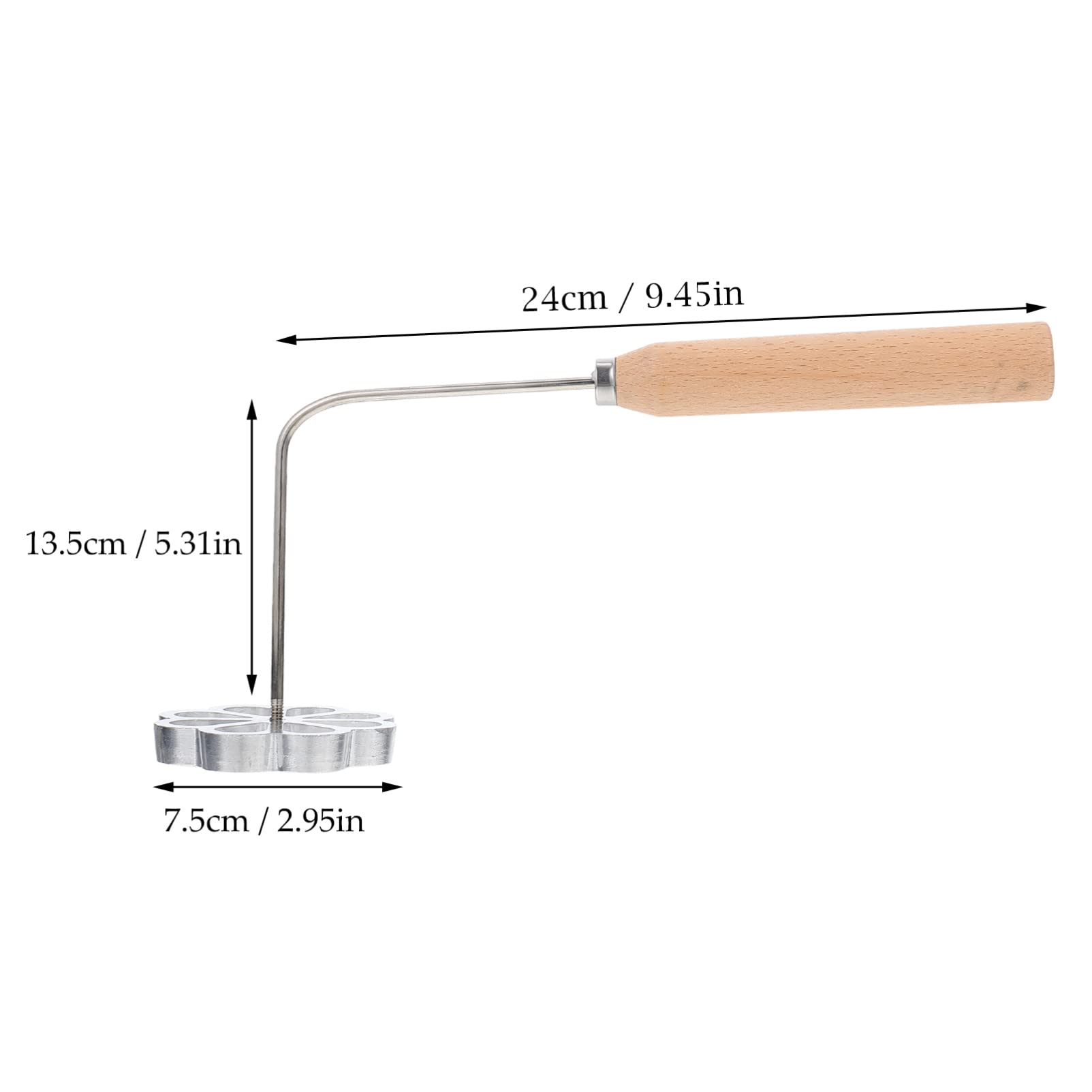 Swedish Rosette Aluminum Waffle With Wooden Handle Creative Cake Printing Frying For Rosette Bunuelos Cookie (Flower Pattern)