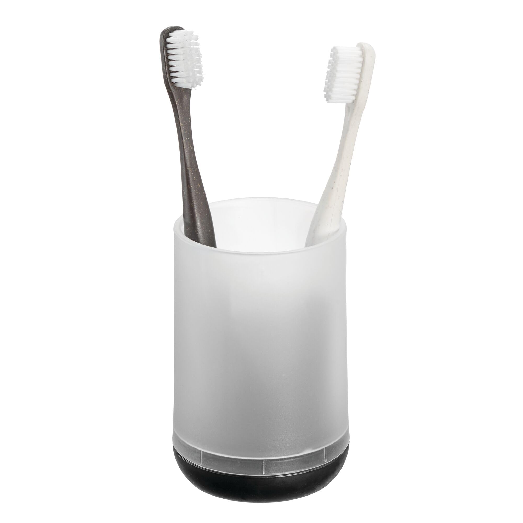 iDesign 3 Divided Sections for Bathroom or Vanity-Frost/Matte Black Toothbrush Holder