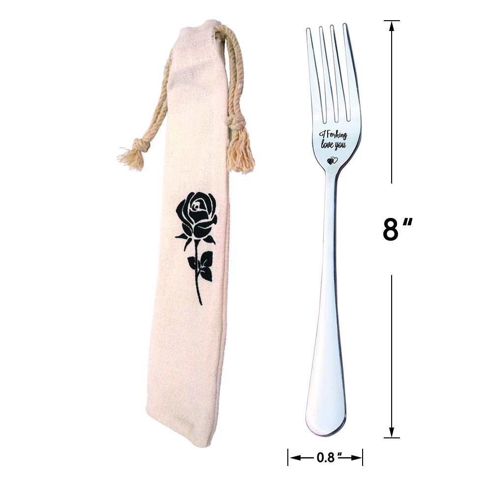Three Human I Forking Love You Inspirational Funny Engraved Fork, Gift For Boyfriend, Girlfriend, His, Her, Husband, Wife, Cute