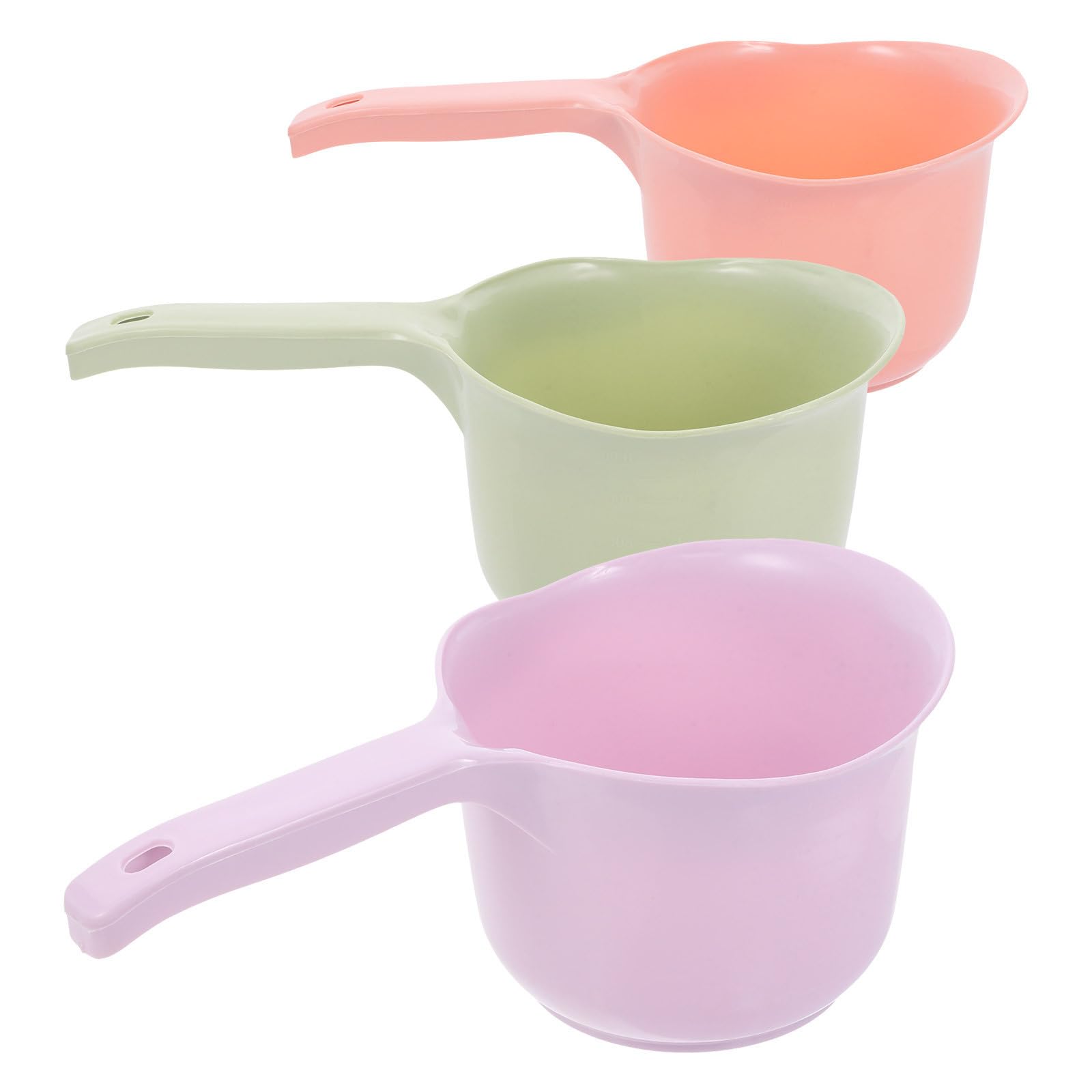 Angoily Long Handle Plastic Water Ladle Scoop Sturdy Pp Material Random Color 3pcs with Large Capacity, Stands and Hangs by Hand