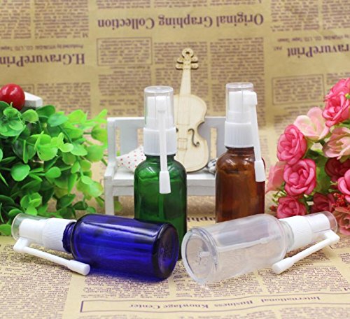 2Pcs 30Ml / 1Oz Brown Glass Empty Refillable 360 Degree Rotation Spray Nasal Bottle Sprayer Container For Water Cleaning Wash Ma