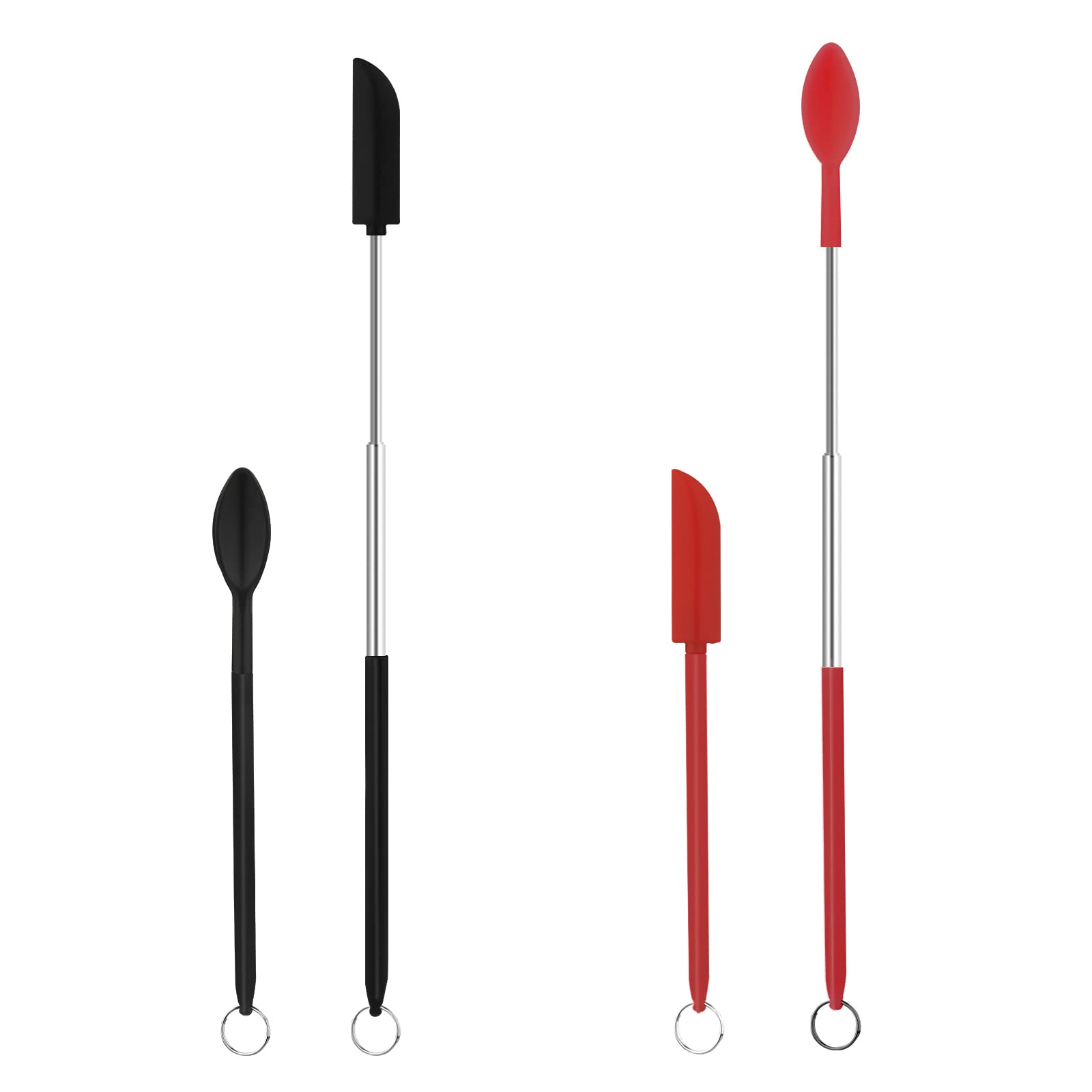 Savita Spatula And Spoon Sets Silicone, 2Pcs Telescopic Spatula 2Pcs Scooping Spoon Silicone Spatula Sets With Hanging Buckle Te