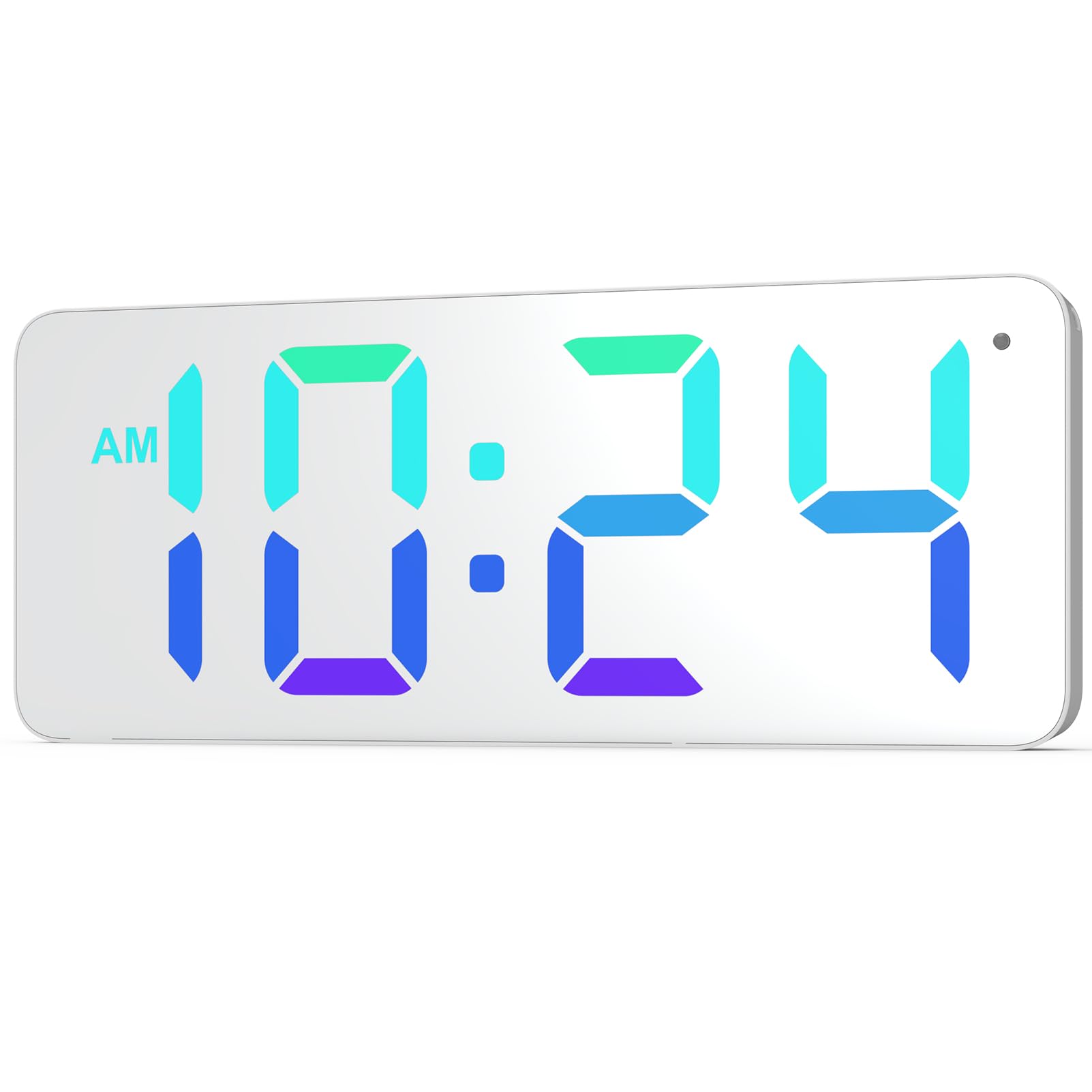 XUANZIT LED Digital Wall Clock with RGB Display, Mirror/White Surface, Big Digits, Auto-Dimming, Electric Wall Clock for Living 