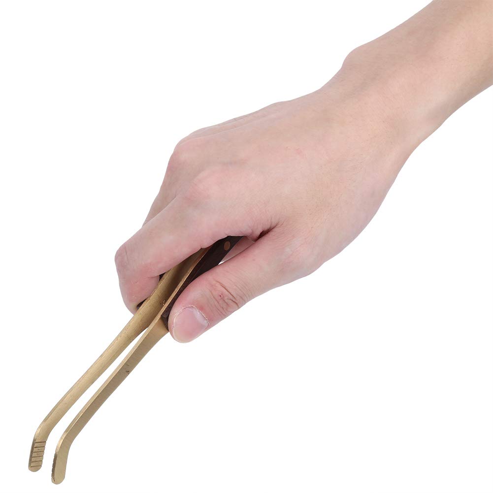 Tea Clip, Hot Wood Copper Tea Clip Non-Slip Tea Set Tweezers Tea Ceremony Accessories Household Mini Tongs Sugar Tongs(1#)