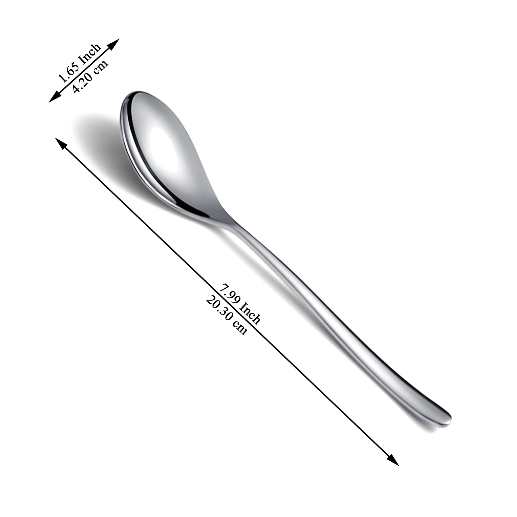 Kyraton Dinner Spoons Set Of 12 Pieces, 8'' Stainless Steel Table Spoons, Soup Spoons, Spoons Silverware Set, Dishwasher Safe