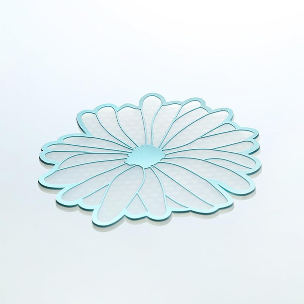 2Pack Silicone Drink Coasters, Vintage Flowers Lace Cup Coffee Mug Bowl Pot Mats Pads For Home And Kitchen 15.5Cm (Blue+Green)